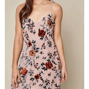 L.A. Hearts Burnout Sheer Slip Dress with Velvet Floral Print Pink Size XS